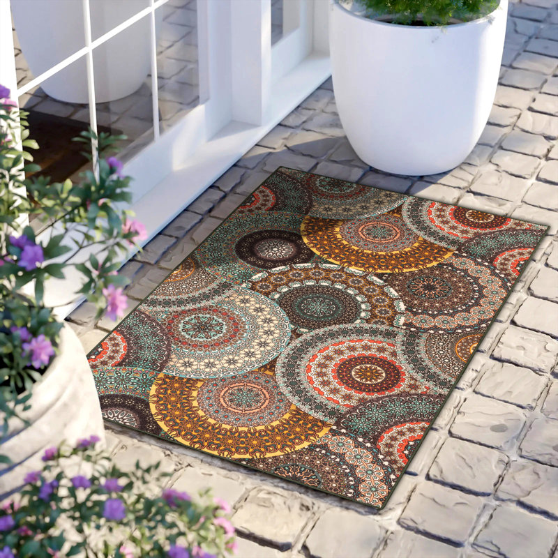 Tapis intérieur lavable antidérapant Cales Bohemian Medallion, Rectangulaire 2 pi x 3 pi