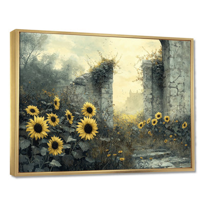 Dorrie, tournesols parmi les ruines à la campagne - Tournesols, art mural