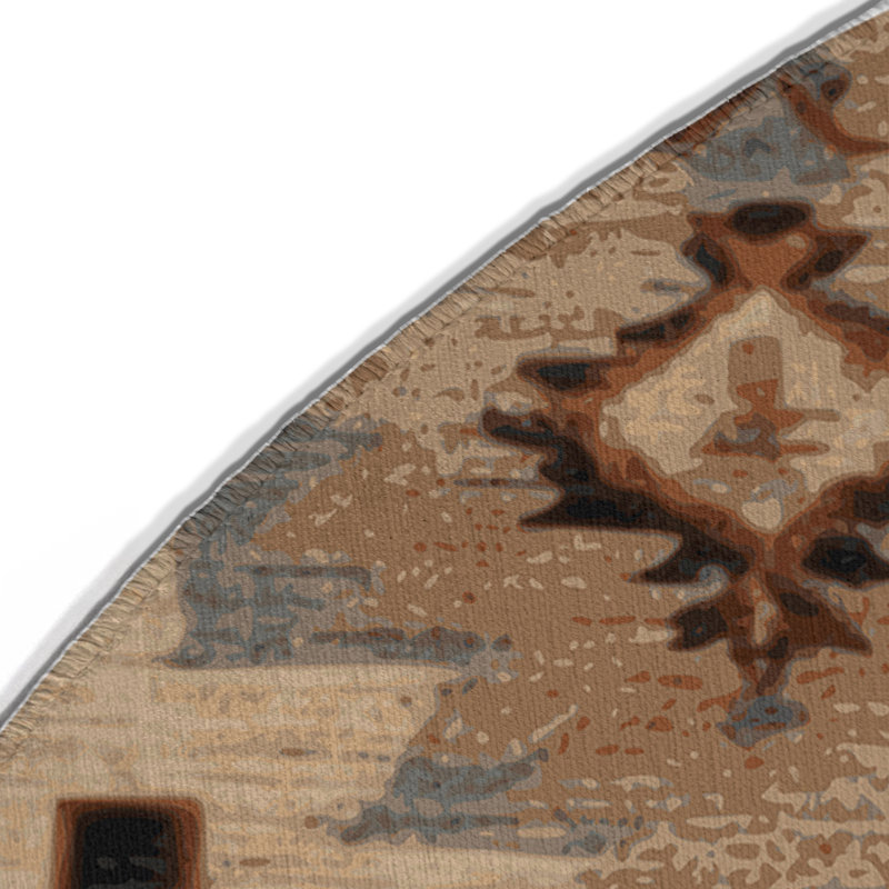 Tapis d'intérieur et d'extérieur brun Persian, Rond 5 pi