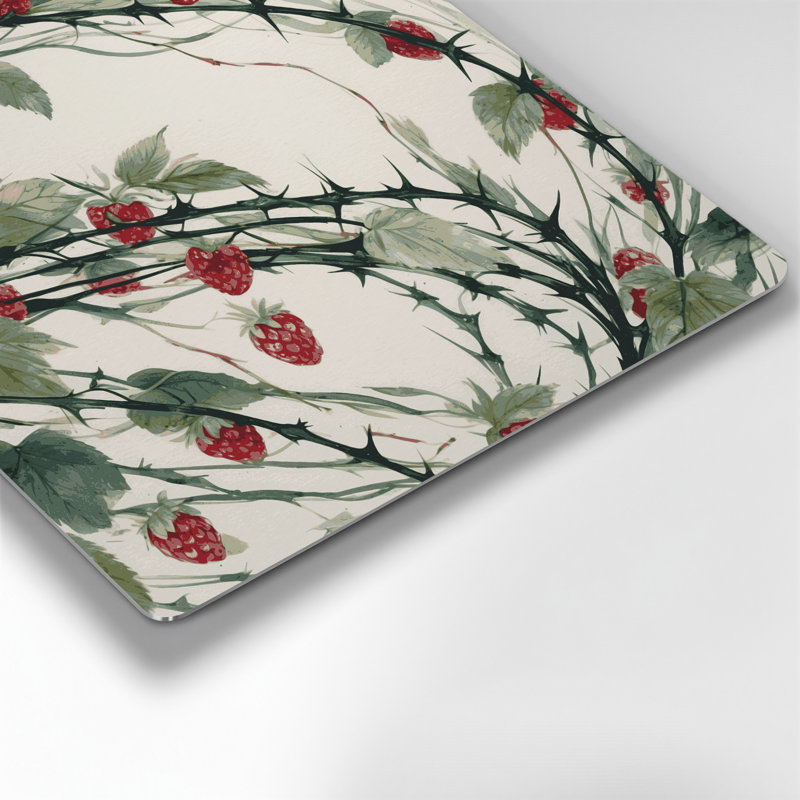 Art mural en métal Botanical Raspberry Canes, H 144 po x l 144 po x P 0,05 po