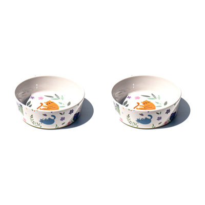 Flower Cats, Single Wall, Small Bowl, 1.5 cups, Set of 2