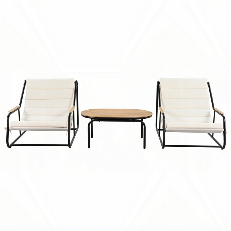 Ensemble de 3 chaises longues d'extérieur, Noir