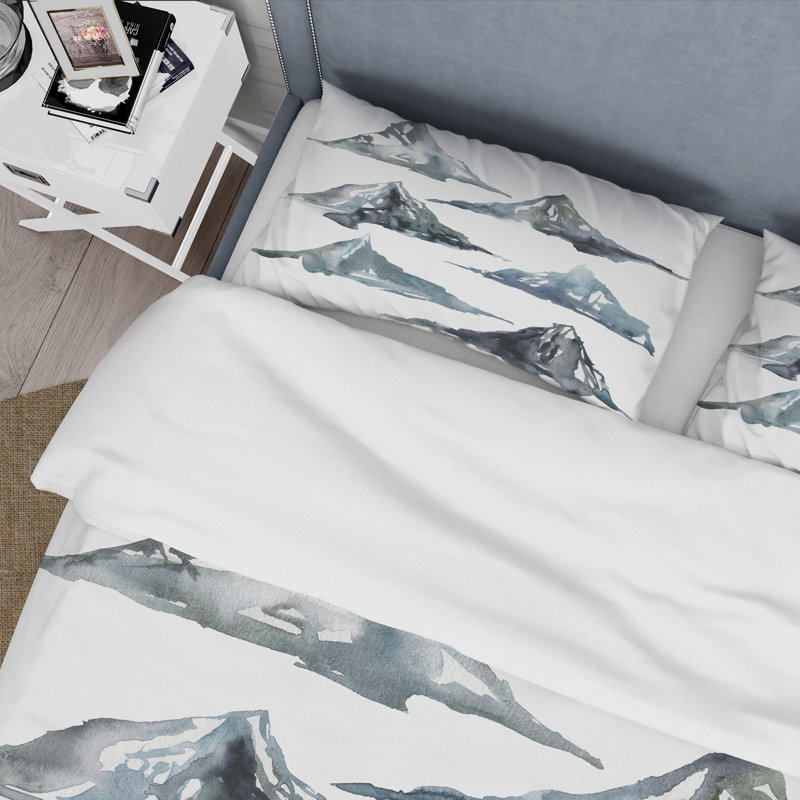 Ensemble de housse de couette en microfibre blanc / gris, Housse de couette simple + 1 taie décorative stan