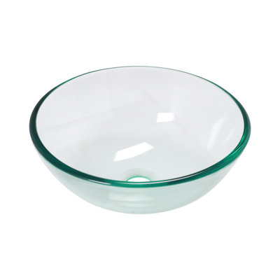 Lavabo de salle de bain vasque en verre trempé pour salle de bain avec robinet chromé et bonde escamotable (sans robinet)