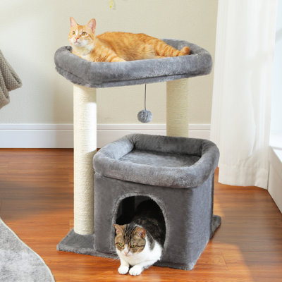 Très grande tour d'arbre à chat pour grands chats d'intérieur, perchoir surdimensionné, poteaux à griffer en sisal, condo en peluche 