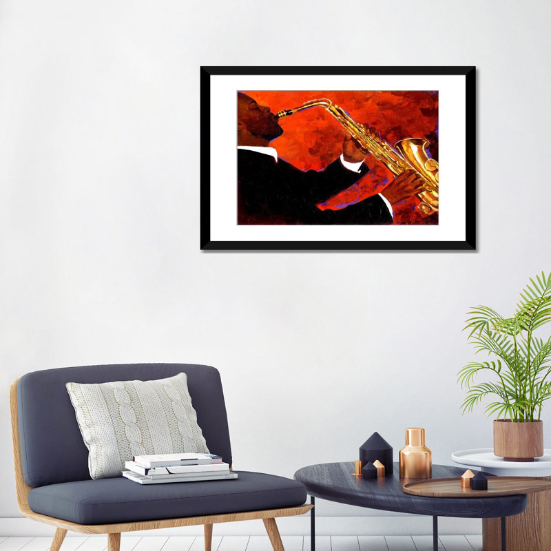 "Man on Fire" par Keith Mallett, reproduction d'art sur toile, H 16 po x l 24 po x P 1 po, Papier d'art encadré noir, Blanc