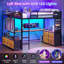 Lit mezzanine avec bureau en forme de L et 8 tiroirs de rangement-67524856