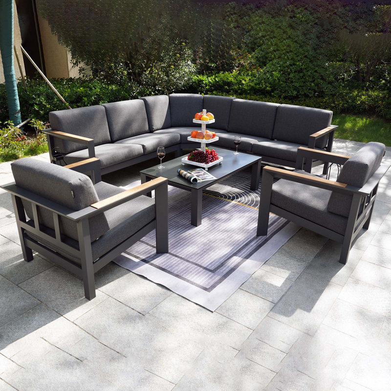 Ensemble de conversation modulaire avec coussins 6 pièces Caggiano