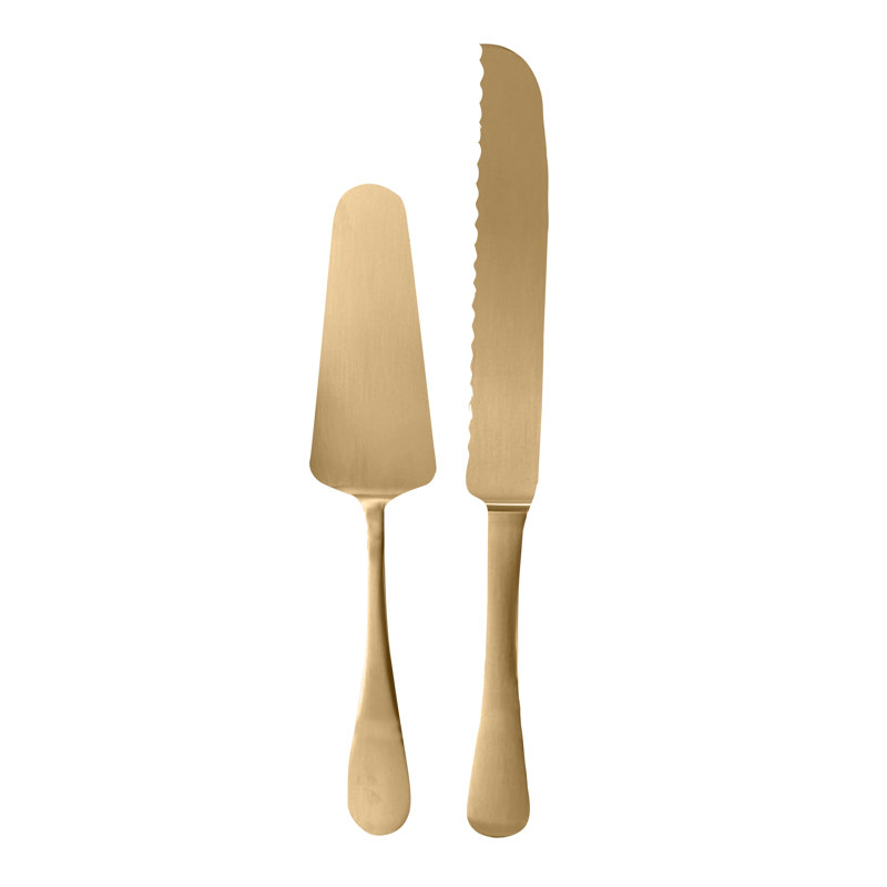 Brescia 2 Piece Stainless Steel Cake Serving Set, Ice Gold