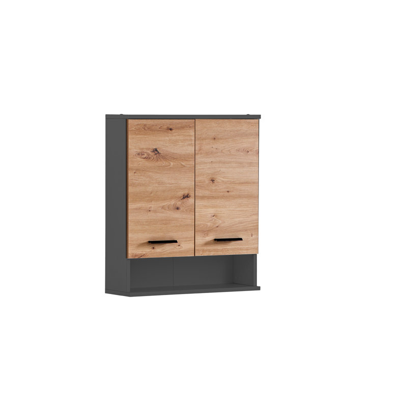 Hafley Bathroom Cabinet, Anthracite/Artisan Oak Decor/Matte Black