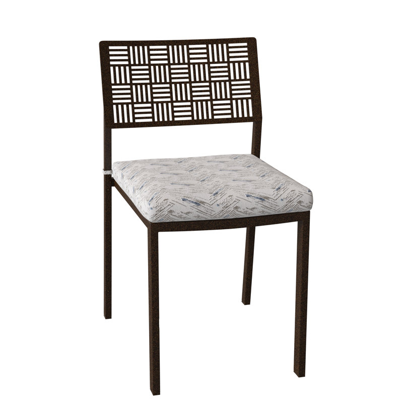 New Century Outdoor Dining Side Chair, Chestnut Brown, Canvas Bird's Eye Sunbrella® Canvas