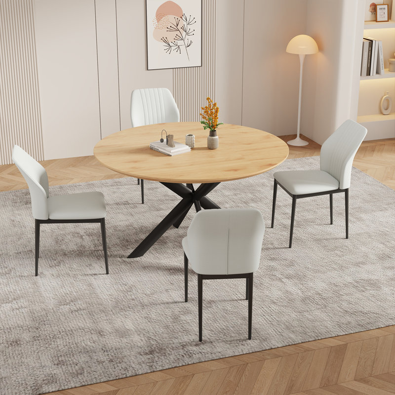 5-Piece Oval Dining Table Set With 4 Modern Chairs For Dining Room, White
