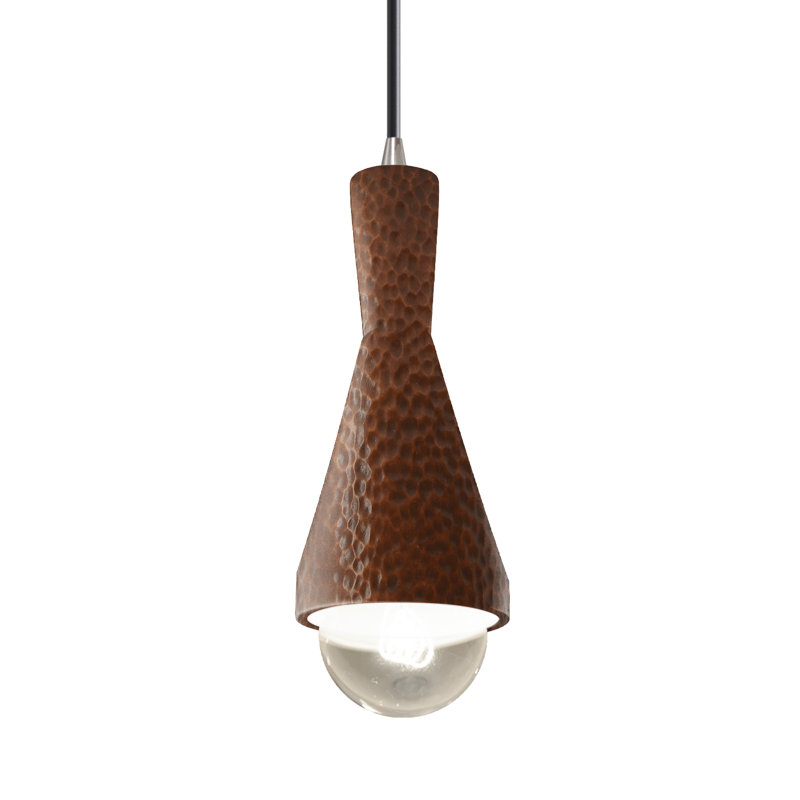 Luminaire suspendu conique à 1 lumière Breeona avec détails en métal, Nickel brossé, Ciel à minuit
