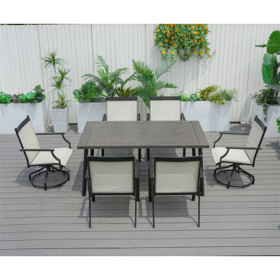 Ensemble repas rectangulaire pour 6 personnes avec fauteuil Flex Comfort Cloutan