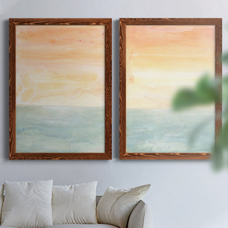Sunny Horizon I - ensemble de 2 reproductions d'art sur toile, Toile avec cadre érable, H 43,5 po x l 31,5 po x P 1 po