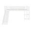 Lit mezzanine simple avec glissade, fabrication en bois massif - Lit mezzanine multifonctionnel blanc pour chambre à coucher, conception robuste avec garde-corps
