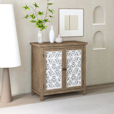 Armoire de rangement rustique en bois massif brun rustique naturel de 31,89 po de style rétro pour le salon, le vestibule ou la salle familiale