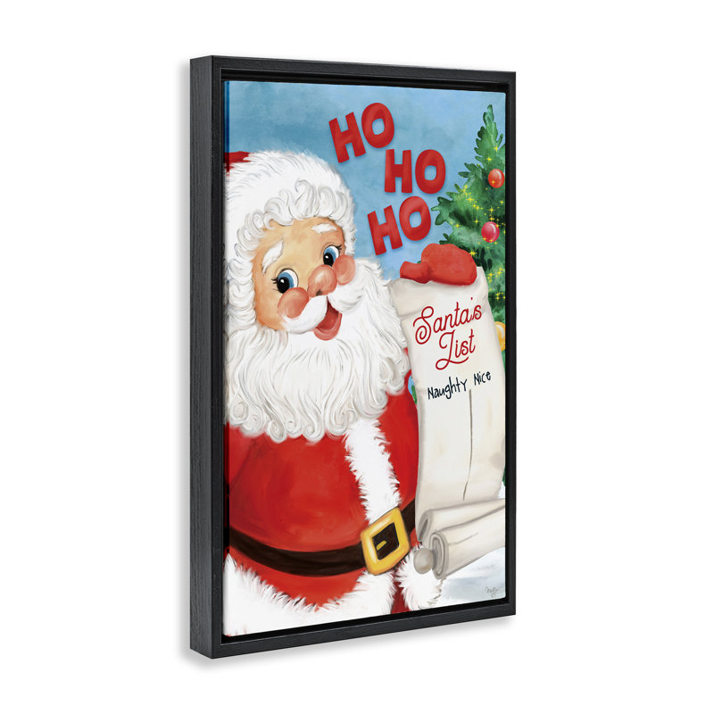 «Santa's Naughty Nice List», toile flottante encadrée par Mollie B., Cadre flottant noir de jais, H 31 po x l 21 po