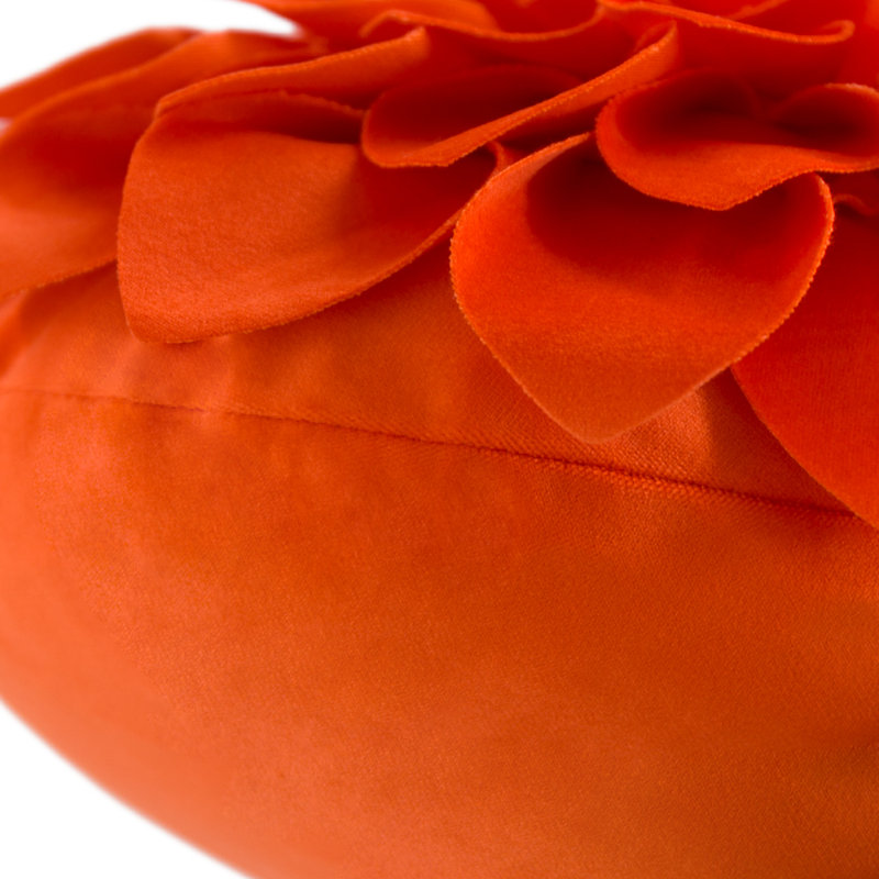  Housse de coussin décoratif à motif floral 3D, Orange-rouge, 14 po x 14 po