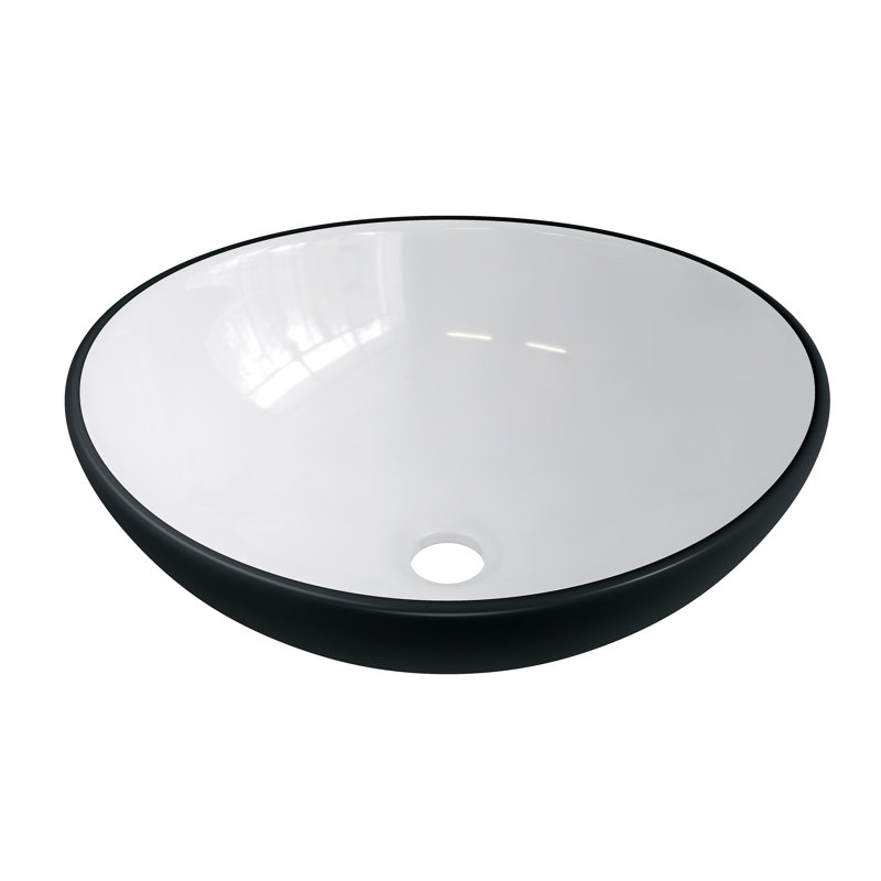 Eclisse 410mm x 335mm Vitreous China Oval Countertop Basin Bathroom Sink , White/Matte Black