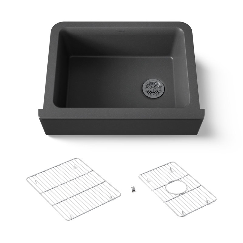 Cairn 29-11/16 In. Undermount Single-Bowl Farmhouse Kitchen Sink, Matte Graphite