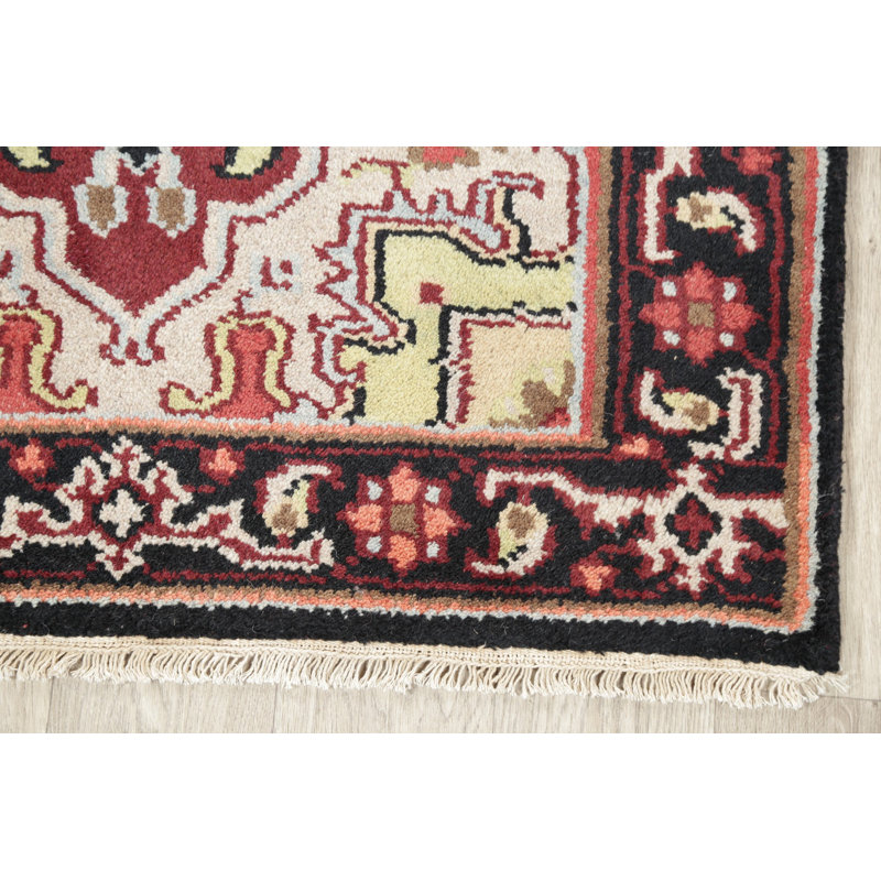 Tapis traditionnel rouge à motif géométrique 3x5