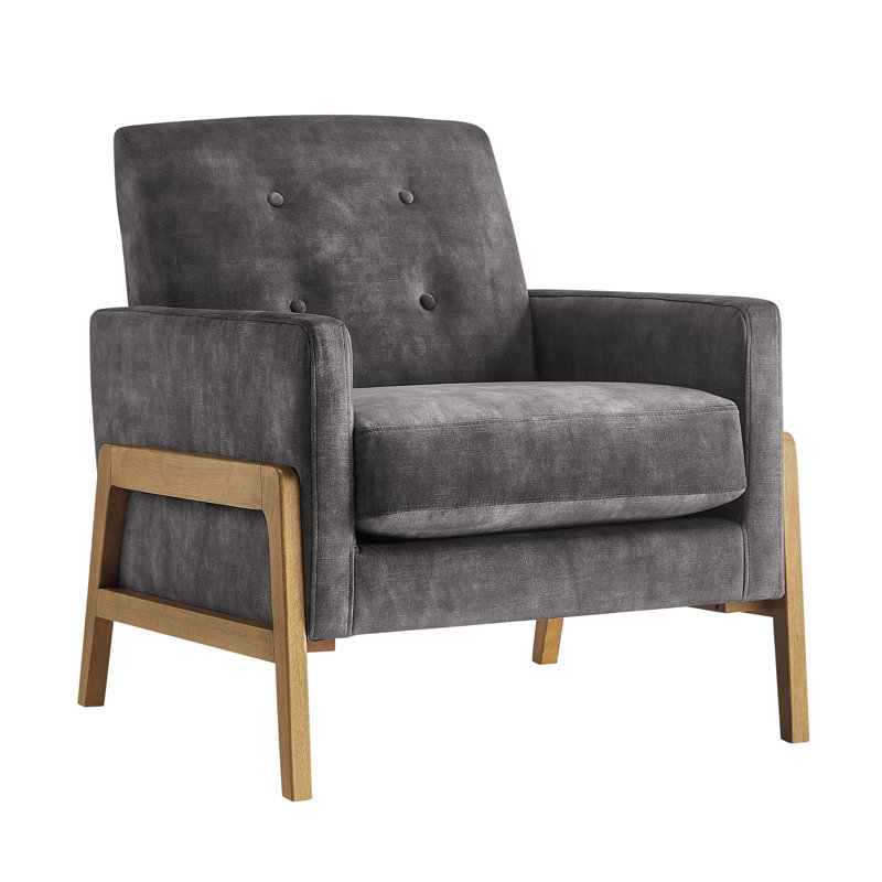 Élégante chaise d'appoint à dossier capitonné avec revêtement doux, accoudoirs carrés et coussin confortable pour les intérieurs modernes