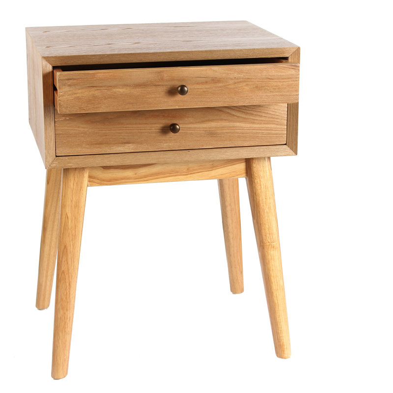 45.7cm W Solid Wood Bedside Table, Natural