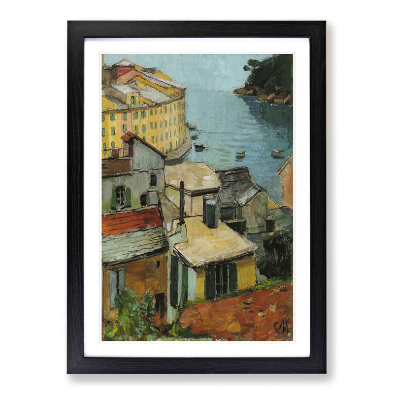 Portofino in Italy by Carl Moll - Picture Frame Painting, Black Framed, 48cm H x 36cm W x 2cm D
