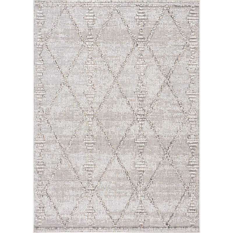 Tapis intérieur / extérieur en polypropylène tissé à la machine Jaquail, Rectangle 2 pi x 3 pi