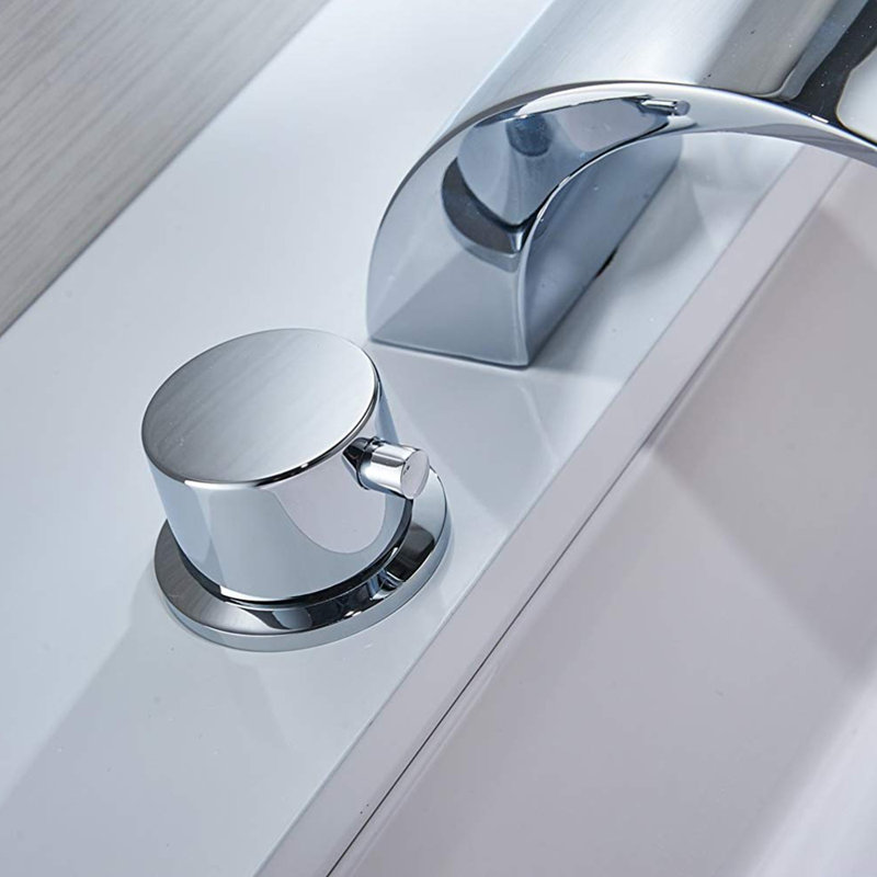 Widespread 2-handle Bathroom Faucet with Drain Assembly, Polished Chrome