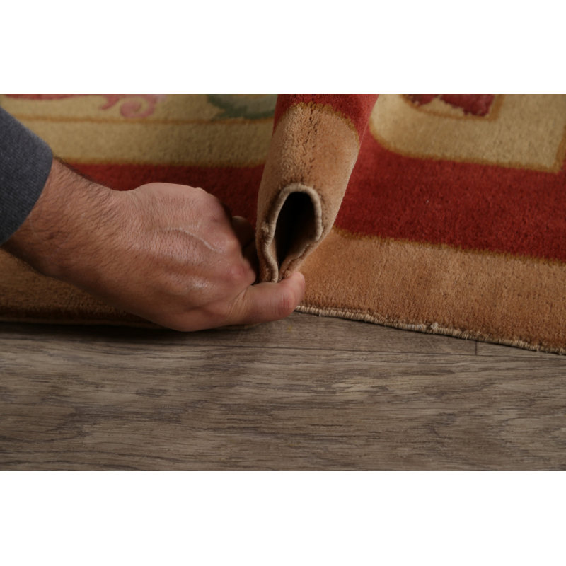 Tapis unique en laine noué à la main brun / rouge 8 pi 6 po x 11 pi 6 po New Age
