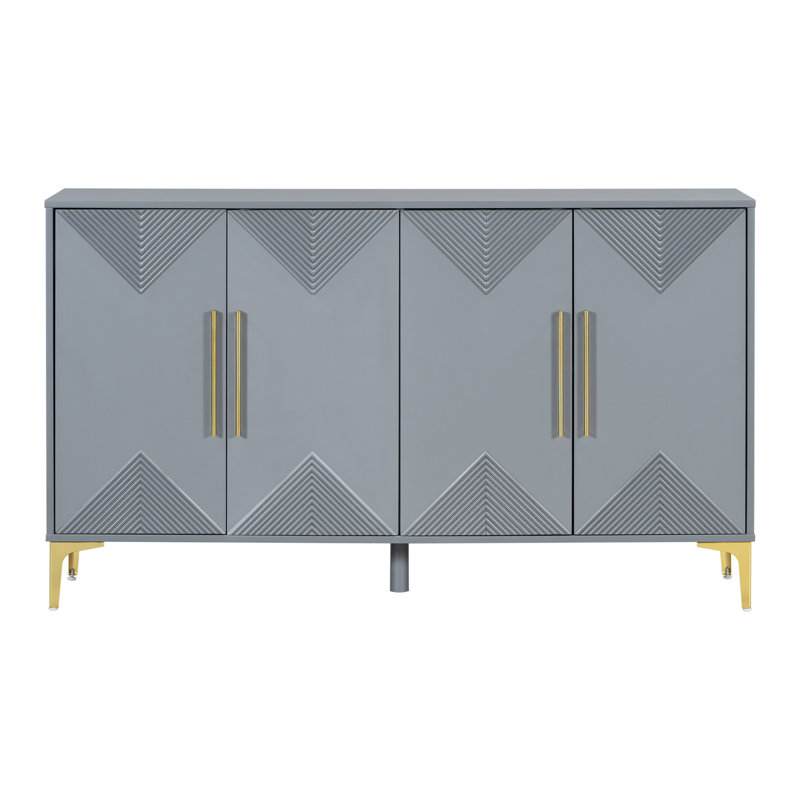 Armoire de salon à deux tons à motif triangulaire - spacieuse et fonctionnelle, tablettes réglables, couloir à finition grise avec tablettes et design géométrique