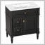 Meuble-lavabo de 30 po avec lavabo, armoire de salle de bain autoportante noire avec tiroir rabattable et tablette réglable, structure en bois d'hévéa massif, panneaux de fibres à densité moyenne et poignées en métal-1384990373-1384990368