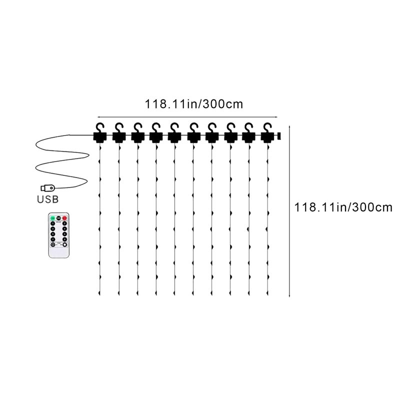 Kbndieu LED Copper Curtain Lights USB Remote Control Lights Multifunctional String Lights Christmas Holiday Decoration, A