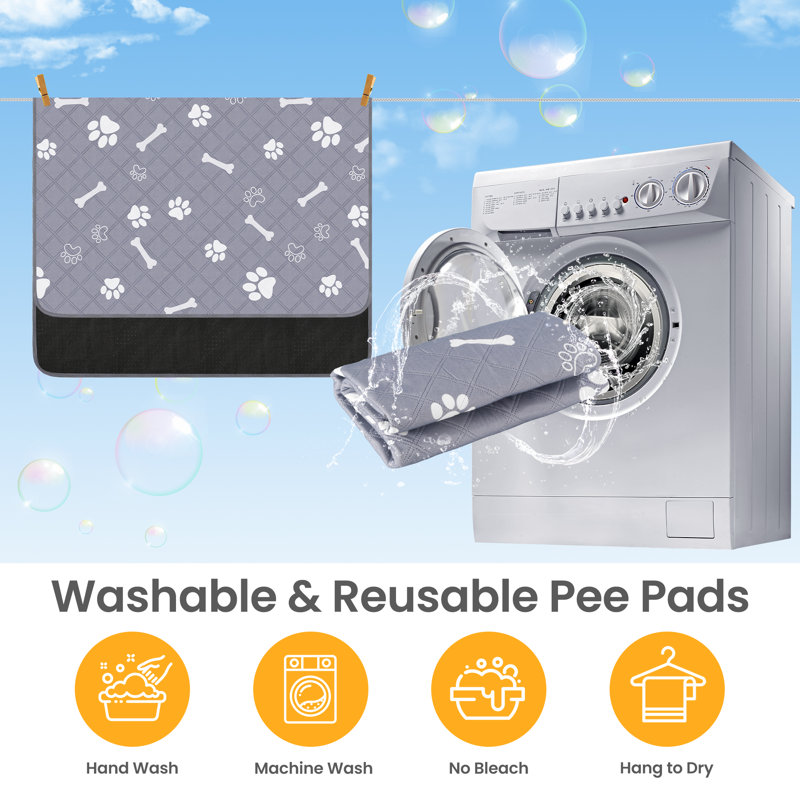 Washable Pee Pads for Dogs, Reusable Puppy Pads Non-Slip Pet Training Pads, Super Absorbent Whelping Pads for Playpen, Potty, Crate, Bed (with 60''L Dog Leash)