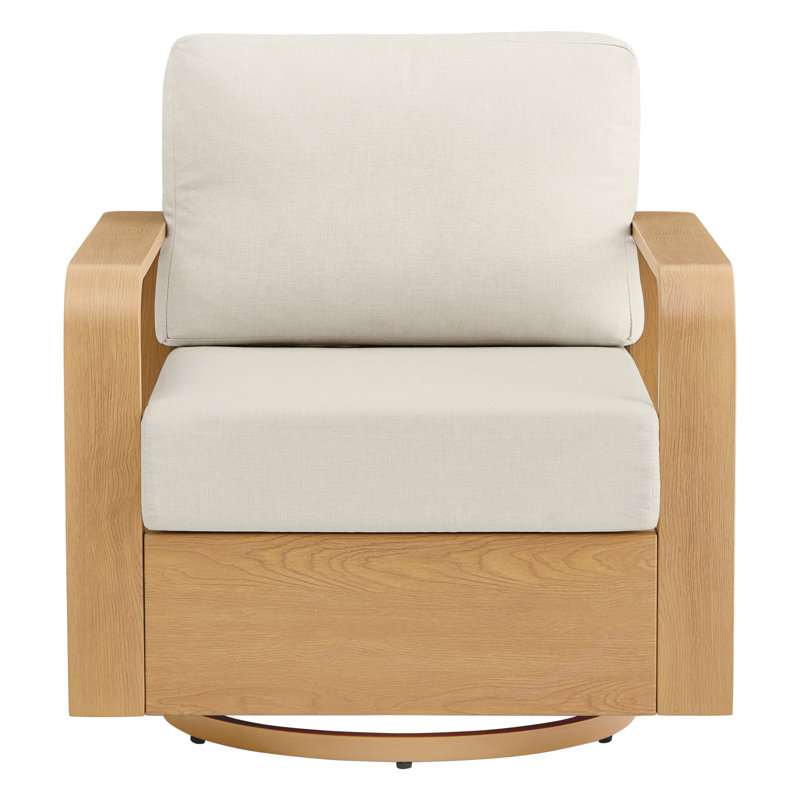 Chaise d'extérieur pivotante en aluminium avec coussins, Grain du bois