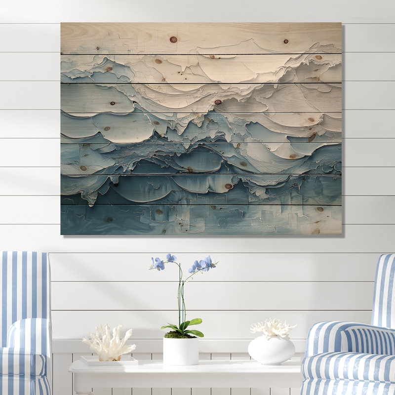 Vagues vagues de l'océan I - décoration murale en bois côtier - sur bois de pin naturel, H 34 po x l 44 po x P 0,78 po