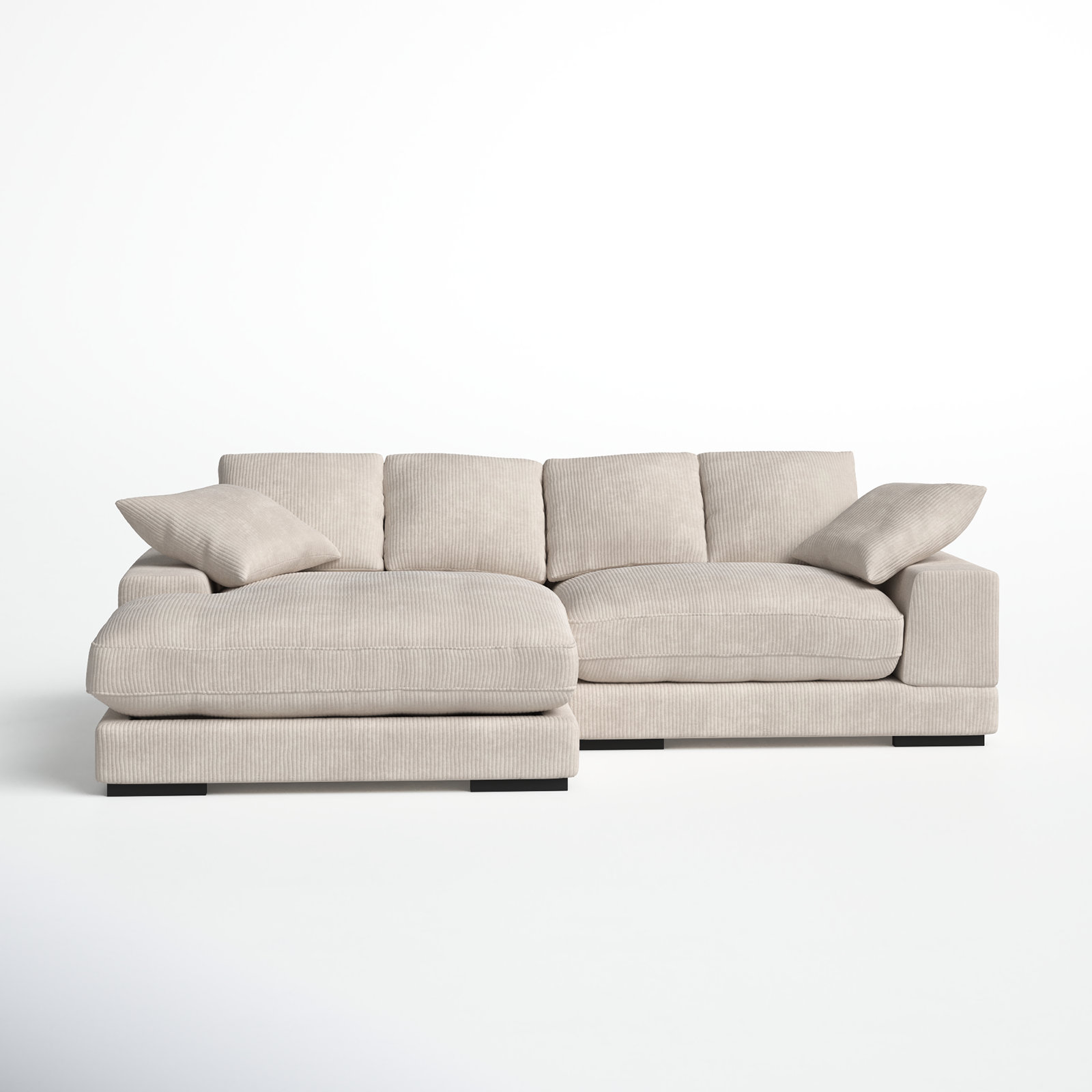 Lonsdale Linen Modular Sofa and Chaise, White Corduroy