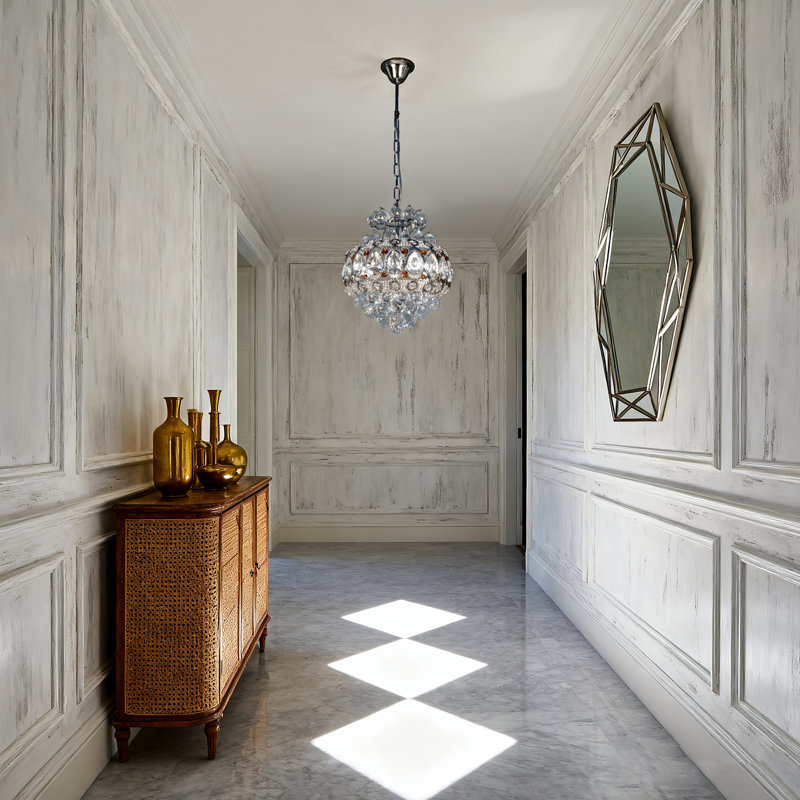 3-Light Chrome Crystal Chandelier, 11.8'' D