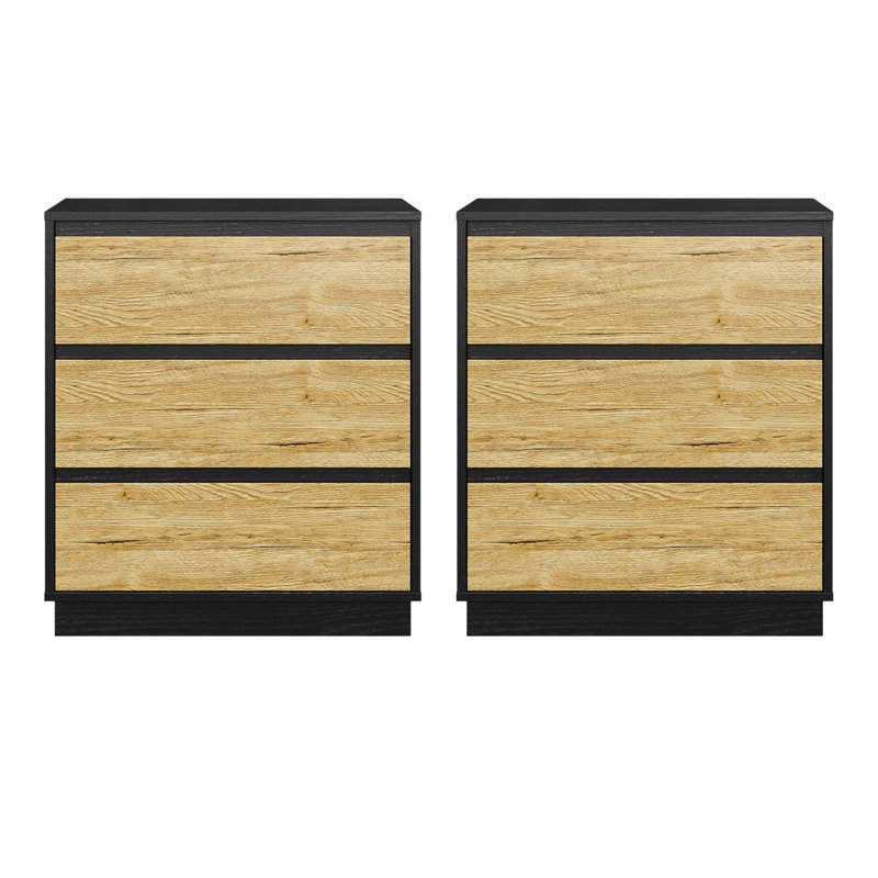 Bozidar 23.6" W 3-Drawer Nightstand with Hidden Pull-Out System