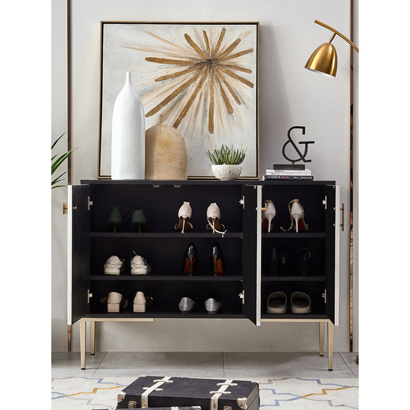 Color-Blocking Stitching Shoe Storage Cabinet
