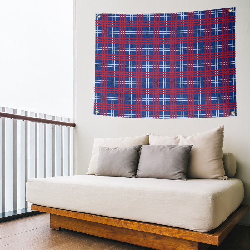 Tapisserie de luxe en polyester New England, H 50 po x l 59 po, Bleu marine / blanc / rouge