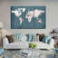 «Steel Blue World Map», reproduction sur toile-1409225198