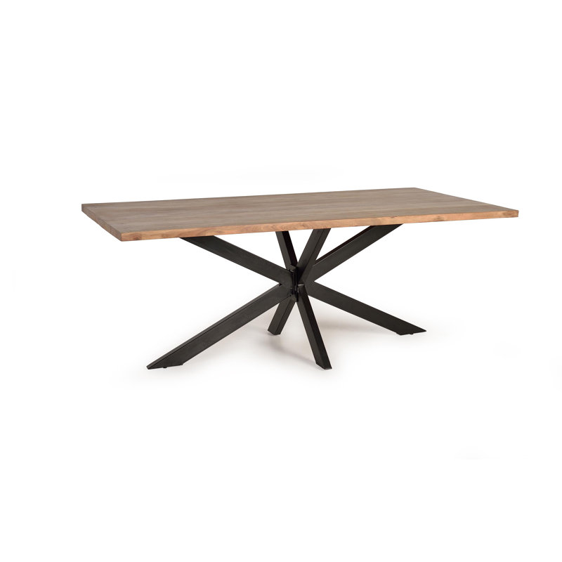 Lytham Acacia Solid Wood Top Metal Base Dining Table, H76 x L180 x W90cm