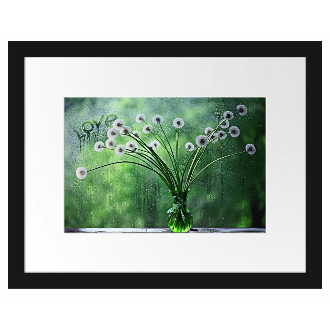 Gerahmtes Poster Pusteblumen am Fenster