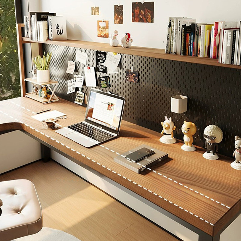 Bureau en fer massif en forme de L brun noyer + noir, Retour à gauche, H 29,53 po x l 62,99 po x P 39,37 po