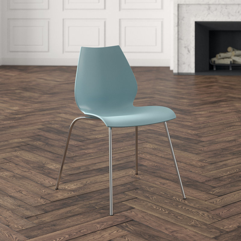 Maui Chair by Vico Magistretti, Light Blue, Chrome Steel