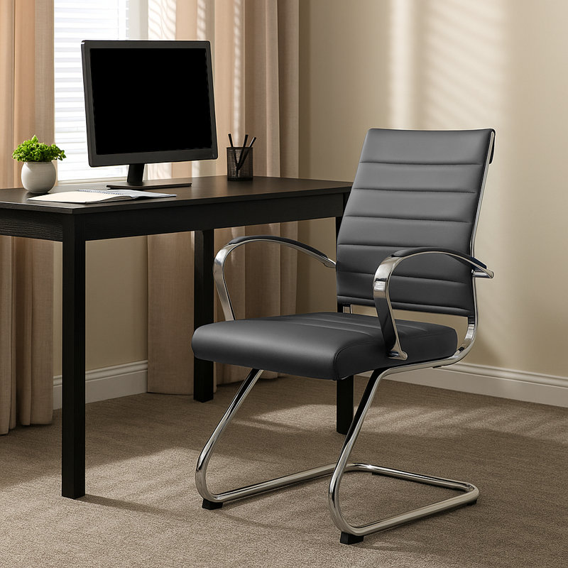 Doba Ergonomic Executive Office Chair in Leather with Lumbar Support and Steel Frame – Modern Desk or Conference Chair for Home Office, Study, or Workstation