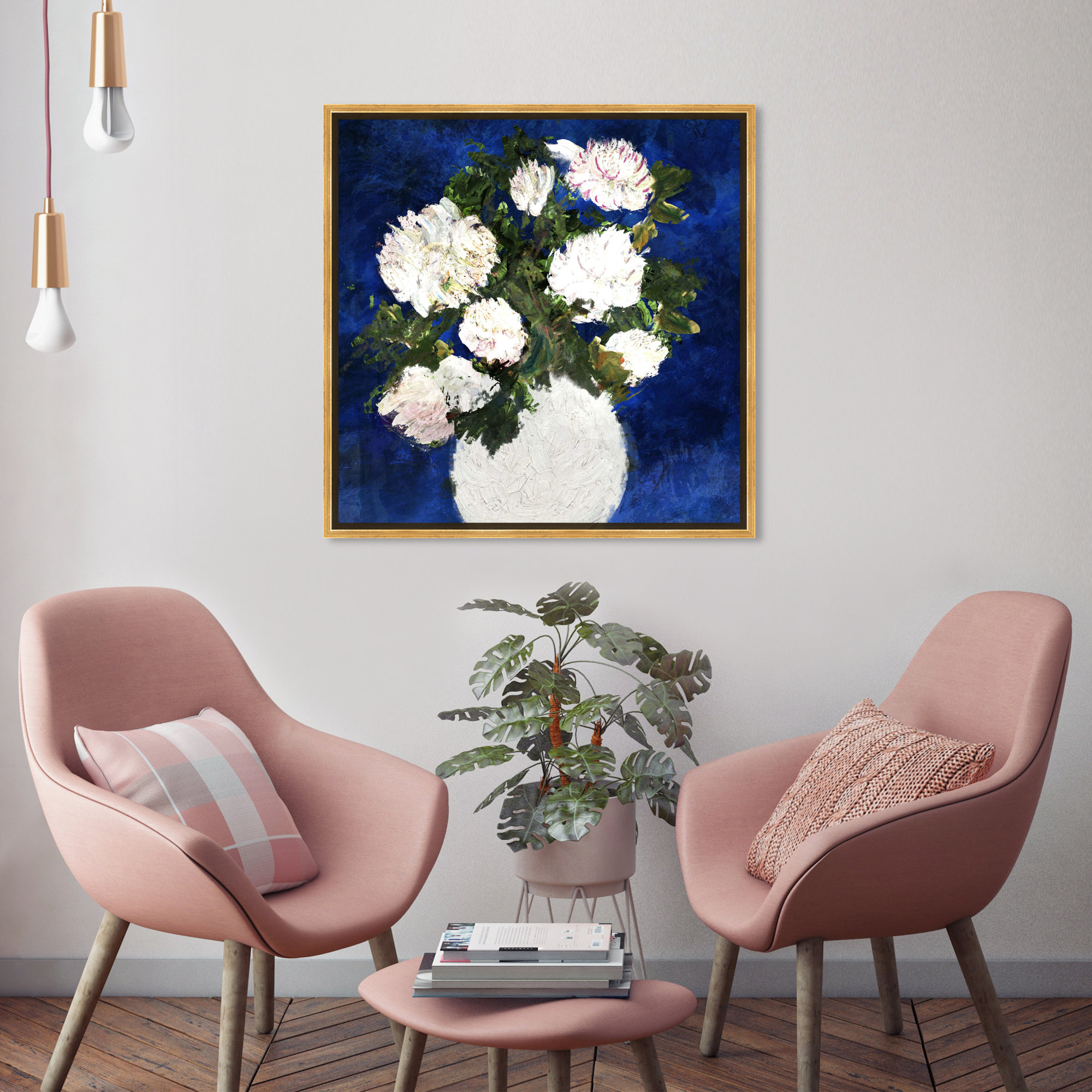 Dripping Roses, Gold Framed, 25" H x 25" W x 1.5" D